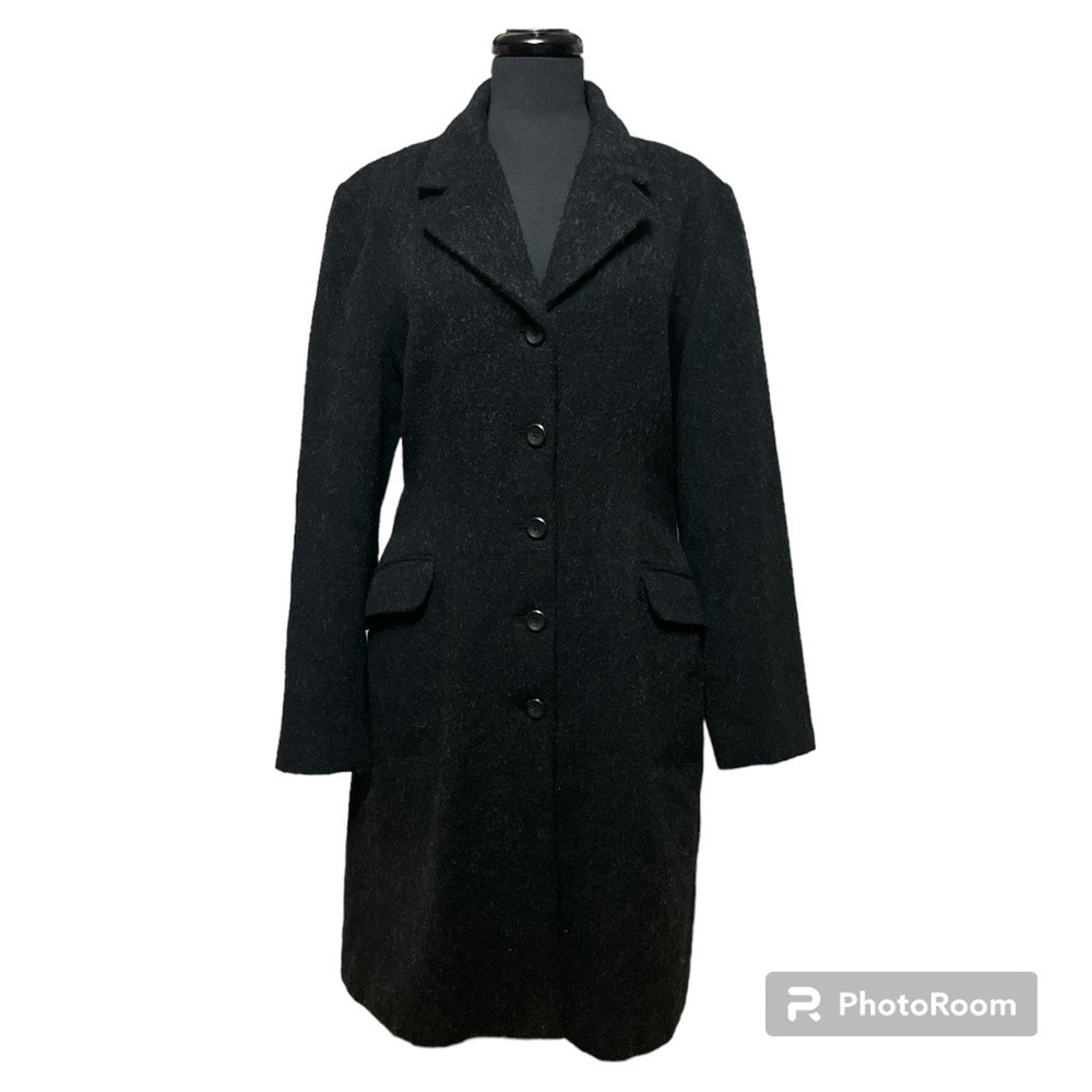 Vintage 90’s Y2K Women’s Long  Coat 🧥 Black/Dark Grey Wool Blend EUC - Picture 6 of 10